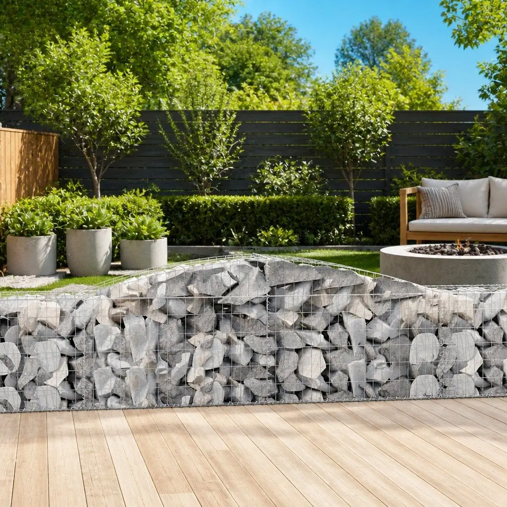 Arched Gabion Baskets Garden Barrier 400x50x60/80 cm Silver 2 Piece