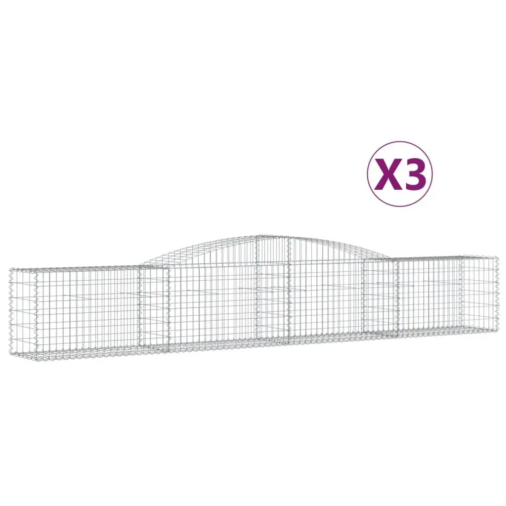Arched Gabion Baskets Garden Barrier 400 x 50 x 60/80 cm Silver 3 Piece