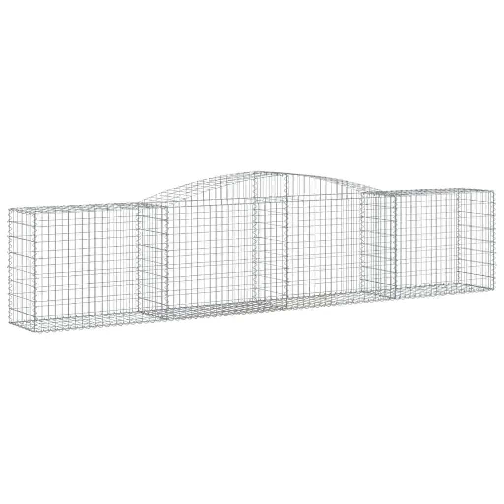 Arched Gabion Baskets Decorative Barrier Garden Retaining Wall 400 x 50 x 80/100 cm Silver 2 pcs