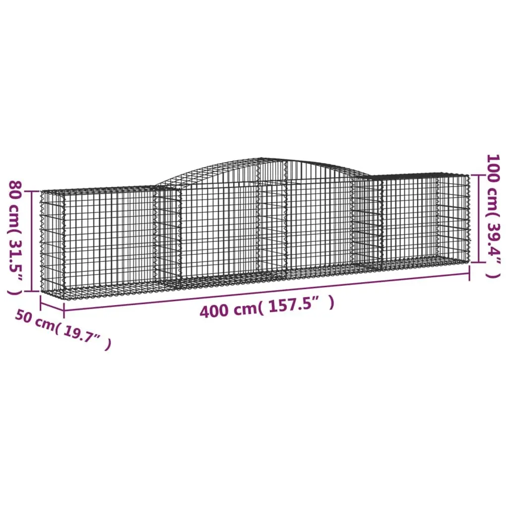 Arched Gabion Baskets Set 6 pcs Garden Barrier Retaining Wall Galvanised Iron Silver