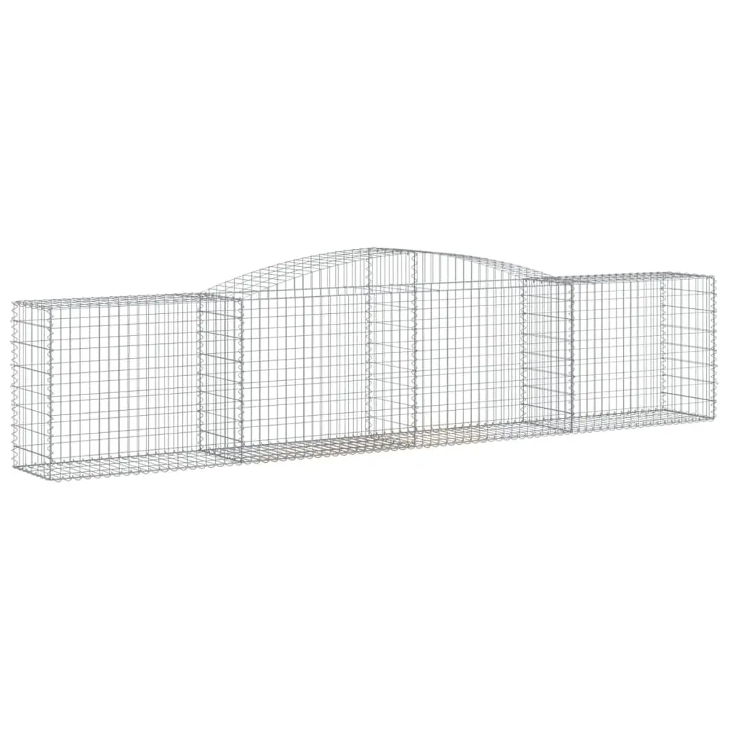 Gabion Baskets 7 Piece Garden Barrier Retaining Wall Arched Silver