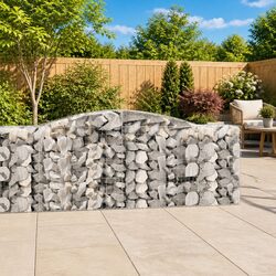 Arched Gabion Baskets 2pcs Galvanised Wire Garden Retaining Wall Decorative