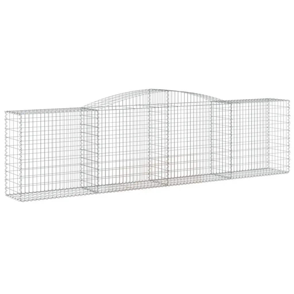 Arched Gabion Baskets Garden Retaining Wall Decorative 400 x 50 x 100120 cm Silver 2pcs