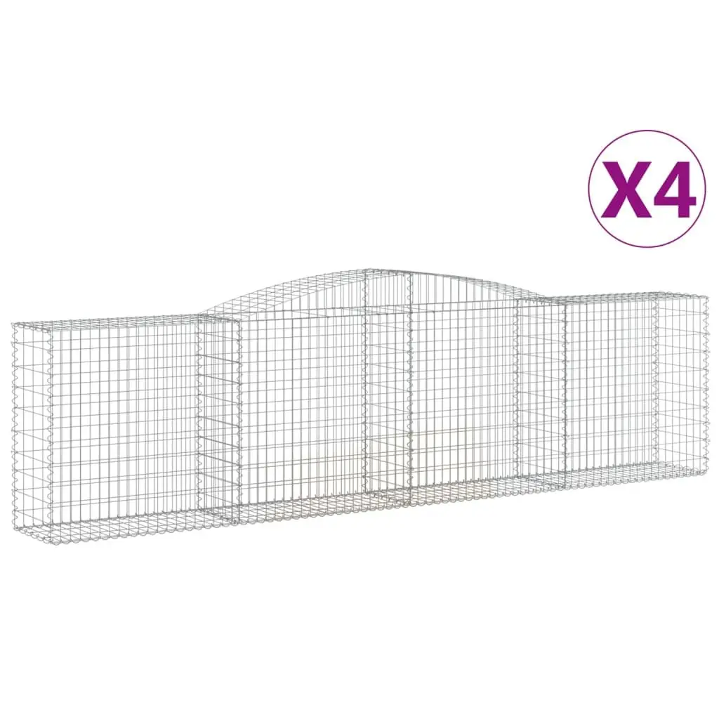 Arched Gabion Baskets Garden Barrier 4 Piece Decorative Retaining Wall Silver