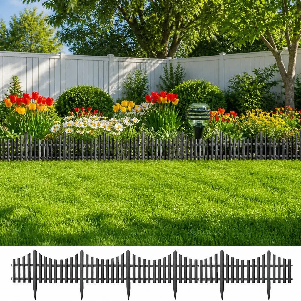 Lawn Edging Borders Interconnectable 10m Anthracite 17 Pieces