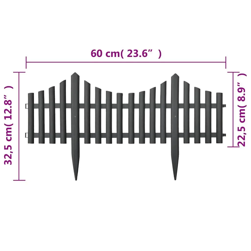 Lawn Edging Borders Interconnectable 10m Anthracite 17 Pieces