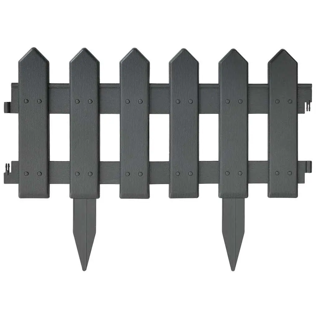 Flexible Anthracite Garden Edging Border 10m Lawn Edger 25 Piece Set