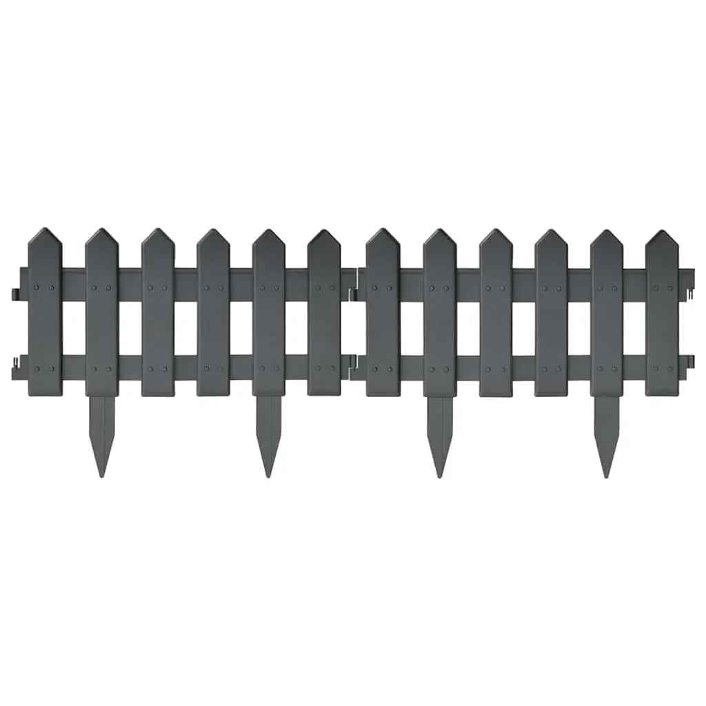 Flexible Anthracite Garden Edging Border 10m Lawn Edger 25 Piece Set