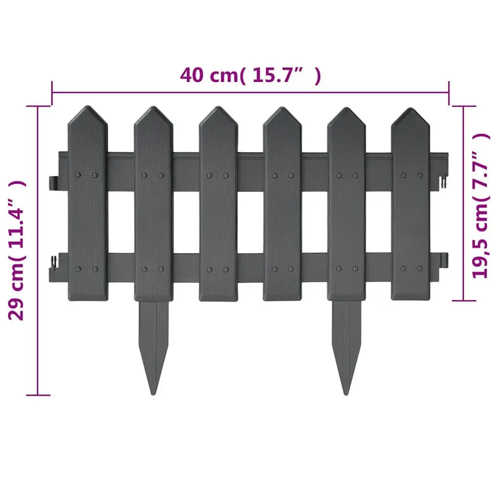 Flexible Anthracite Garden Edging Border 10m Lawn Edger 25 Piece Set