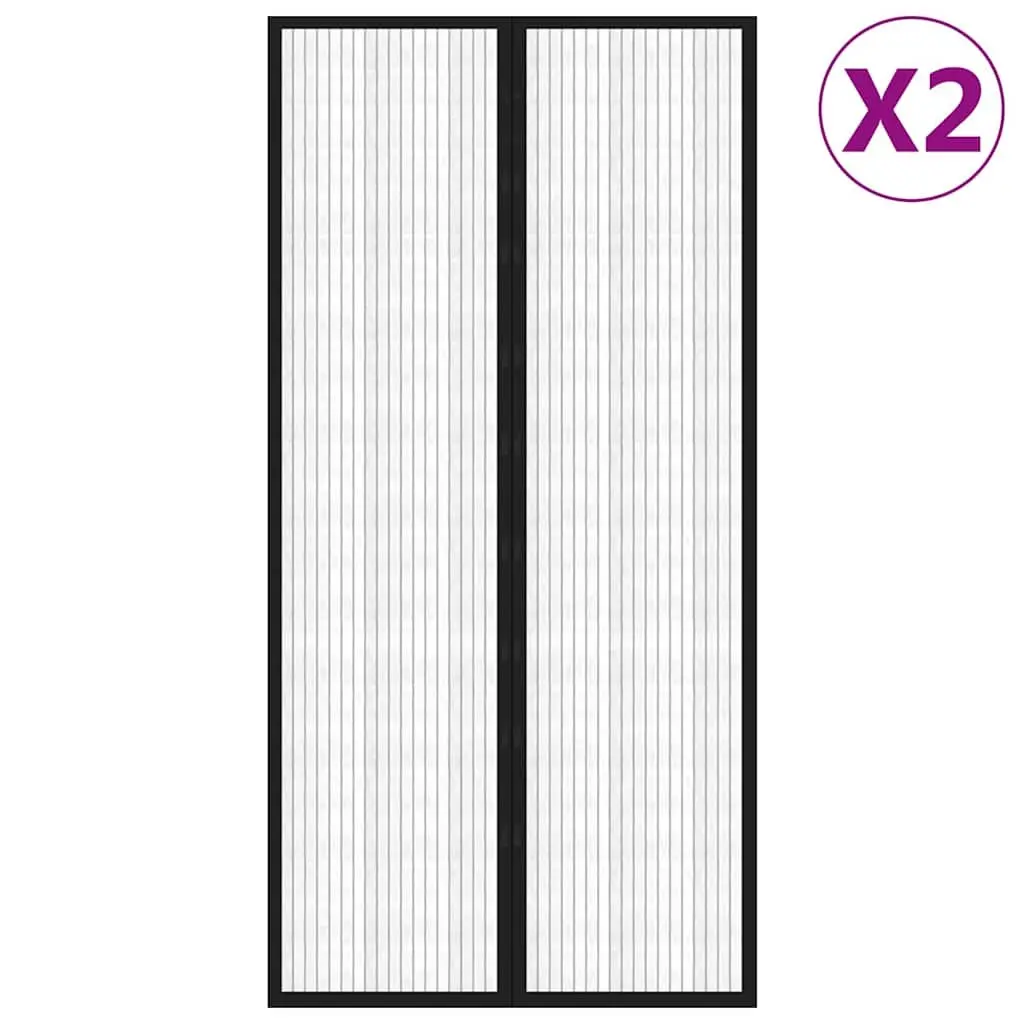 Insect Door Curtains Black 220x100 cm 2 Piece Mesh Screen for Home and Outdoor Use