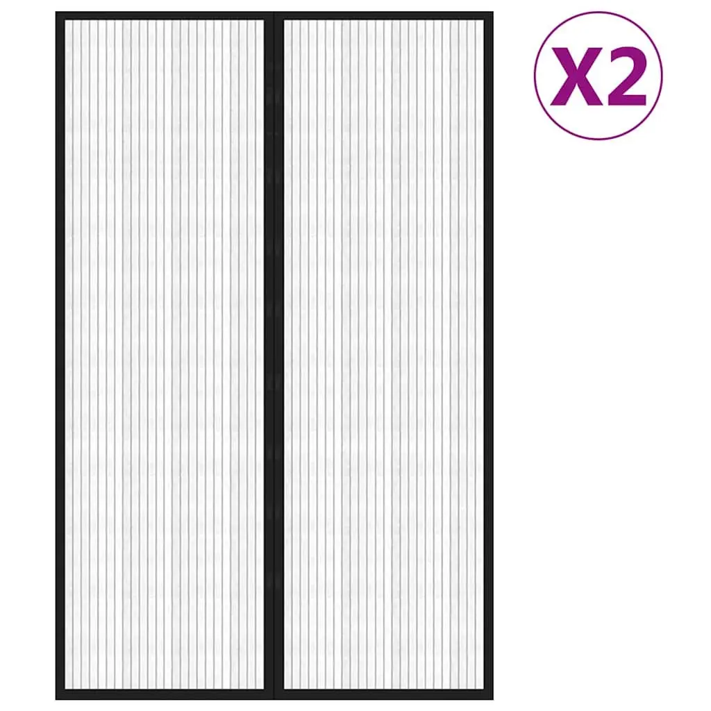 Insect Door Curtains Mesh Screen 220x130 cm Black 2 Piece