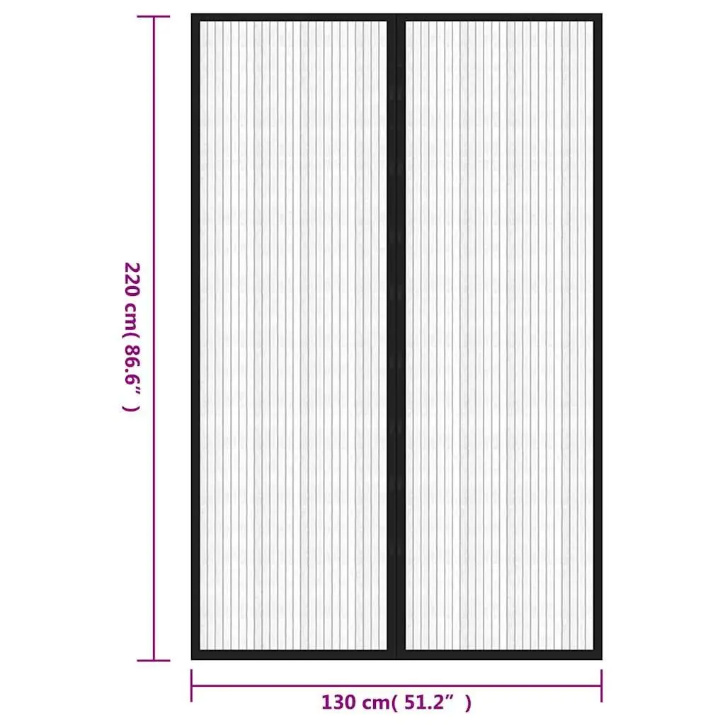 Insect Door Curtains Mesh Screen 220x130 cm Black 2 Piece