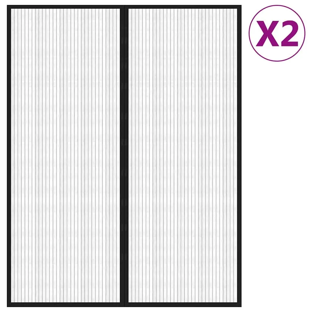 Insect Door Curtains Black 230x160 cm 2 Piece Mesh Screen for Flies Mosquitoes and Insects