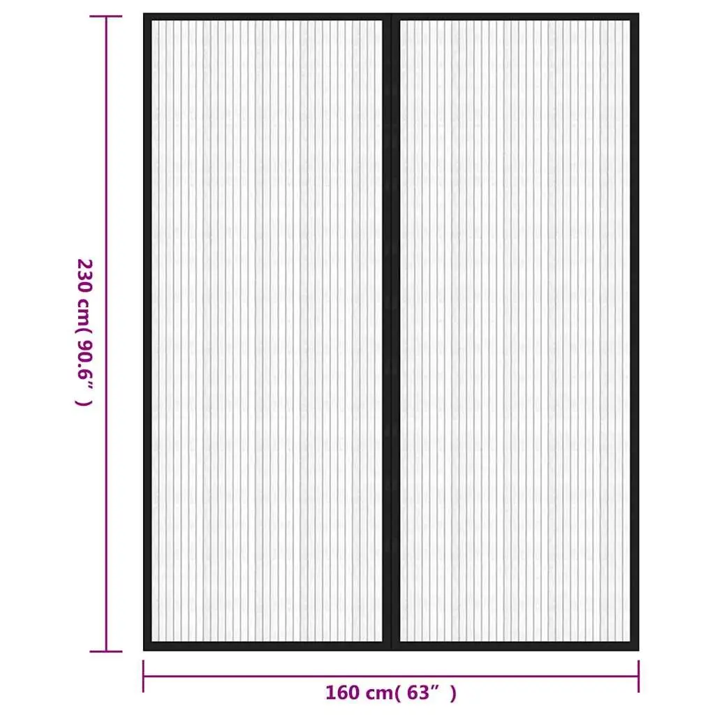 Insect Door Curtains Black 230x160 cm 2 Piece Mesh Screen for Flies Mosquitoes and Insects