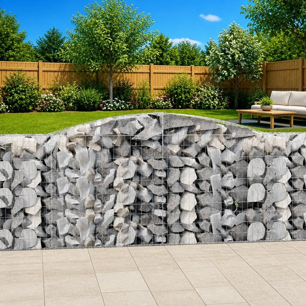 Arched Gabion Baskets Garden Barrier Decorative 400 x 50 x 100120 cm Silver 6 Piece