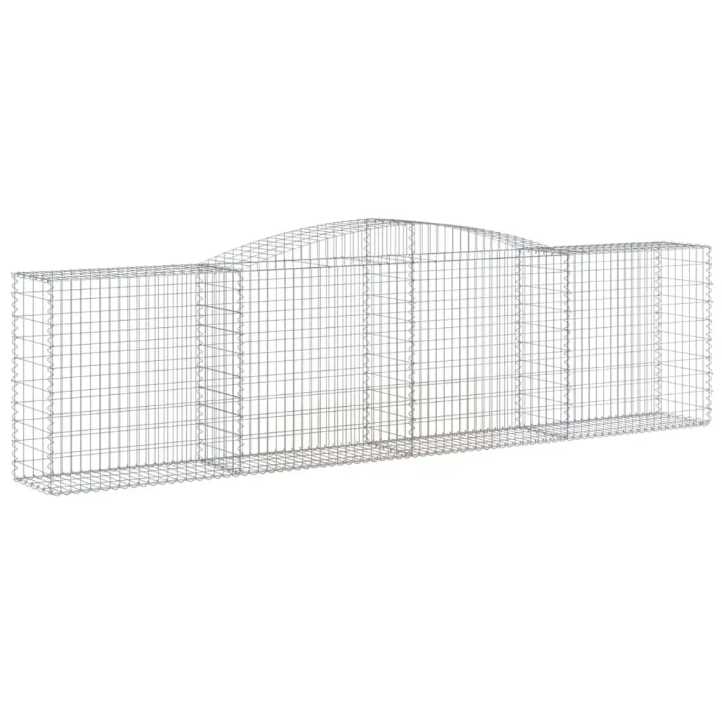 Arched Gabion Baskets Garden Barrier Decorative 400 x 50 x 100120 cm Silver 6 Piece