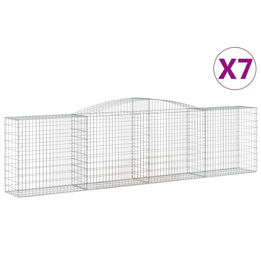 Gabion Baskets Decorative Garden Barrier 7 Piece Arched Silver 400 x 50 x 100120 cm