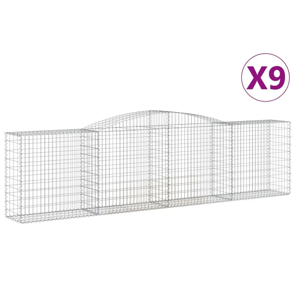 Arched Gabion Baskets 9 pcs Garden Barrier Retaining Wall Decorative Outdoor
