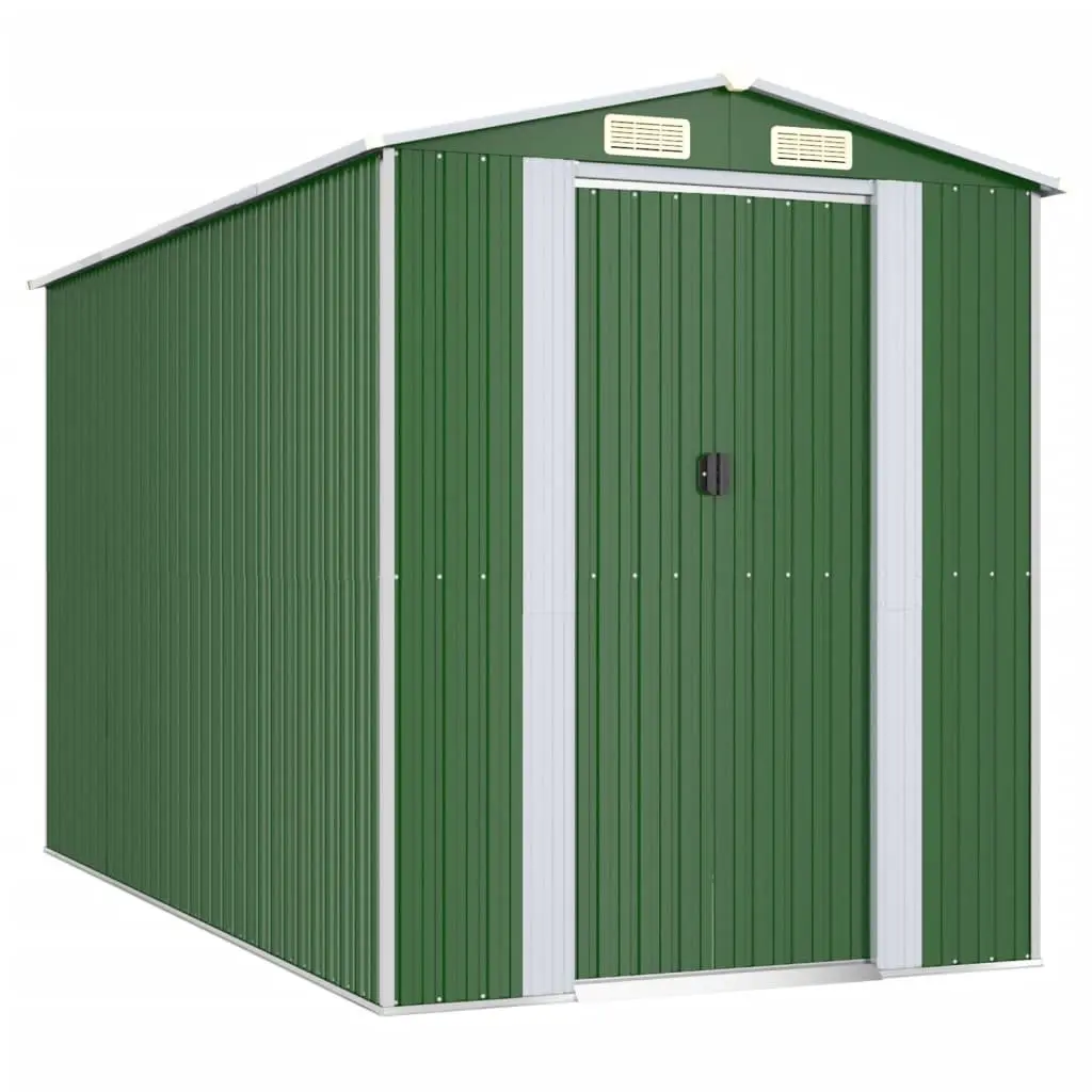 Garden Shed Green Outdoor Storage Galvanised Steel Tool Equipment Shelter 192 x 357 x 223 cm