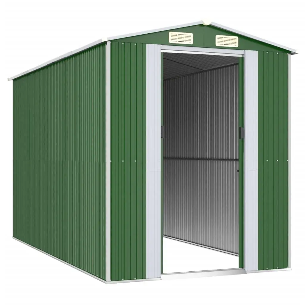 Garden Shed Green Outdoor Storage Galvanised Steel Tool Equipment Shelter 192 x 357 x 223 cm