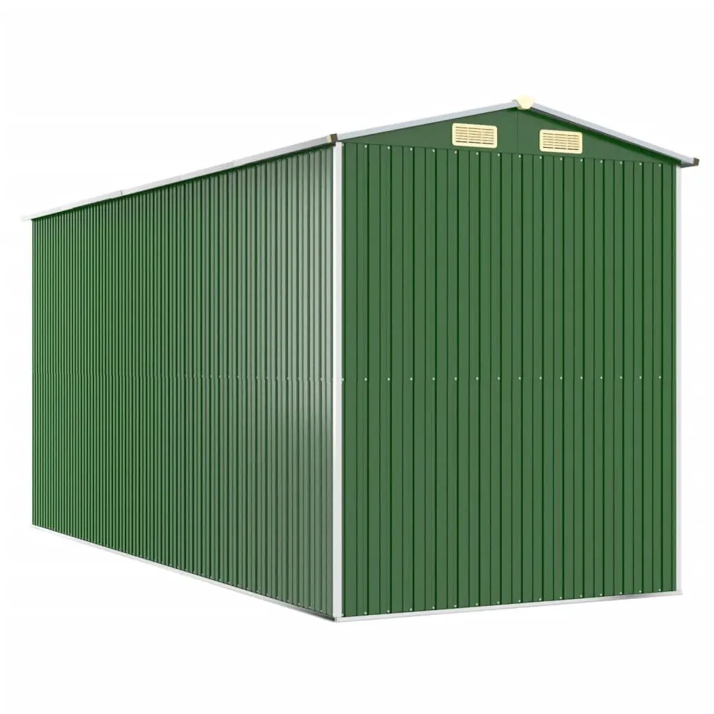 Garden Shed Outdoor Storage Tool Equipment 192 x 440 x 223 cm Green Galvanised Steel Double Doors