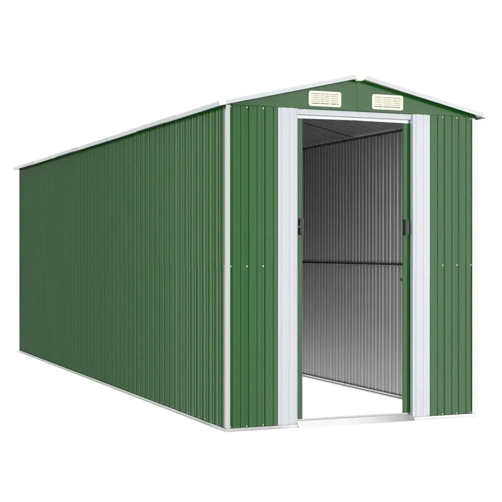 Garden Shed Outdoor Storage Tool House Galvanised Steel 192 x 606 x 223 cm Green