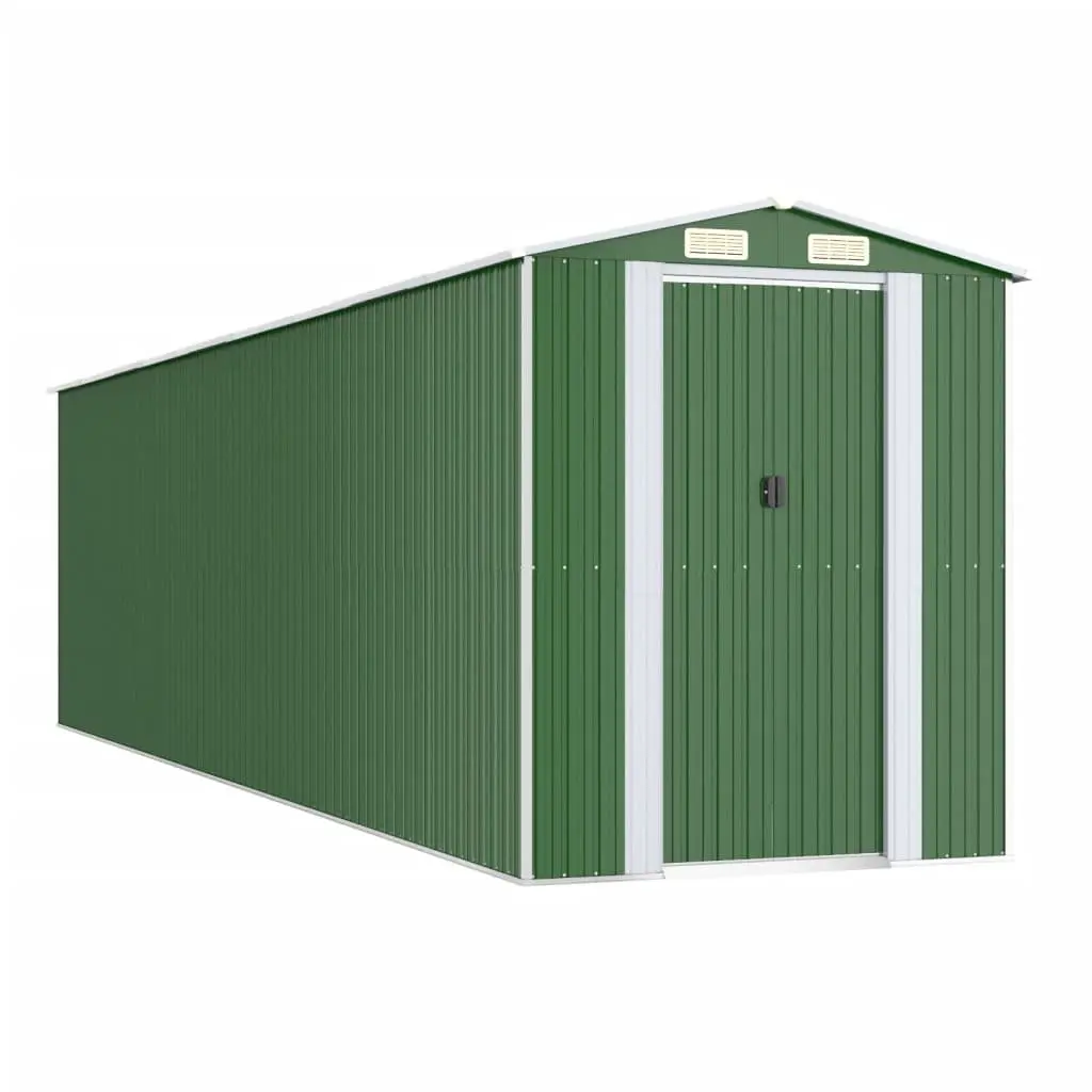 Garden Shed Green Outdoor Storage Tool House Galvanised Steel 192 x 772 x 223 cm