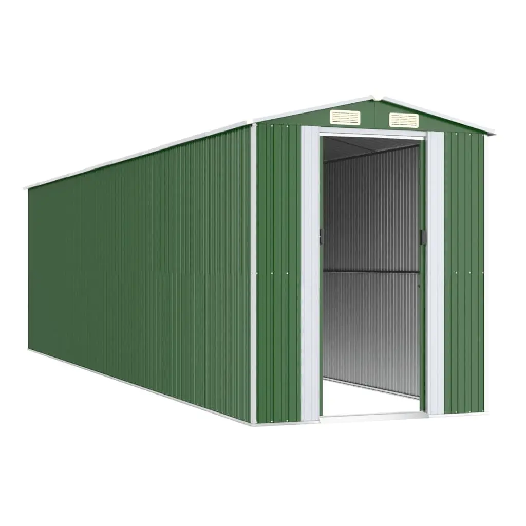 Garden Shed Green Outdoor Storage Tool House Galvanised Steel 192 x 772 x 223 cm