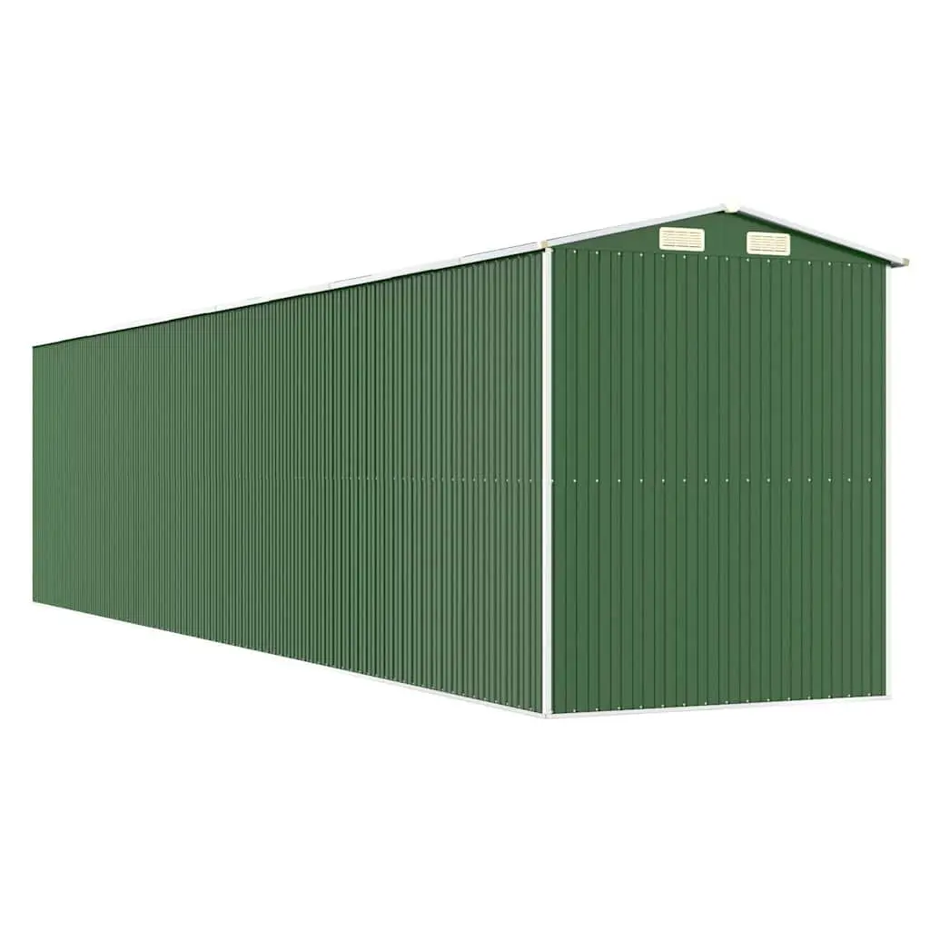 Garden Shed Outdoor Storage Tool House Green Galvanised Steel Double Sliding Doors 192 x 855 x 223 cm