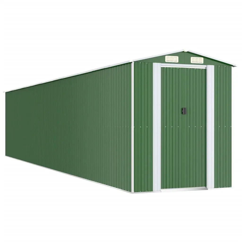 Garden Shed Outdoor Storage Tool Equipment 192 x 102 x 223 cm Green Galvanised Steel Double Doors