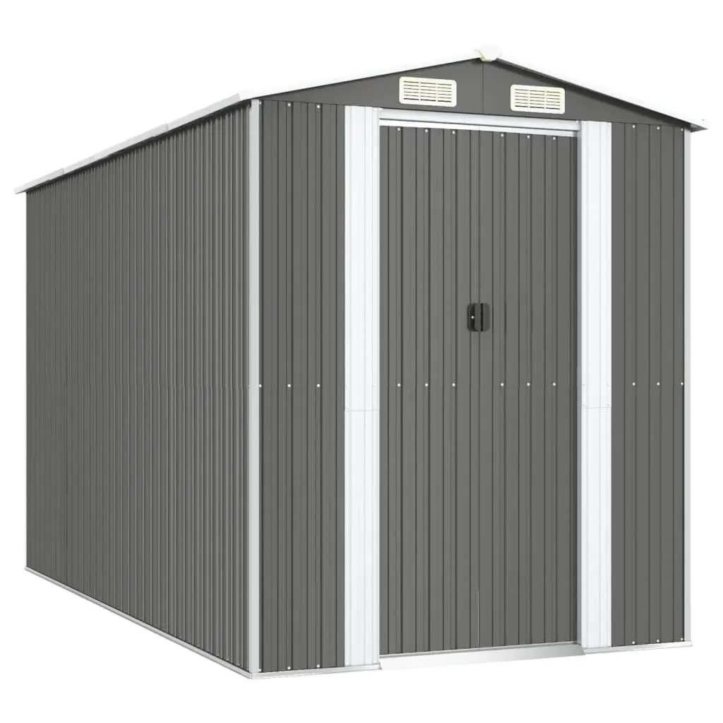 Garden Shed Outdoor Storage Tool House 192x357x223cm Grey Galvanised Steel