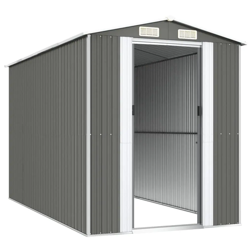 Garden Shed Outdoor Storage Tool House 192x357x223cm Grey Galvanised Steel