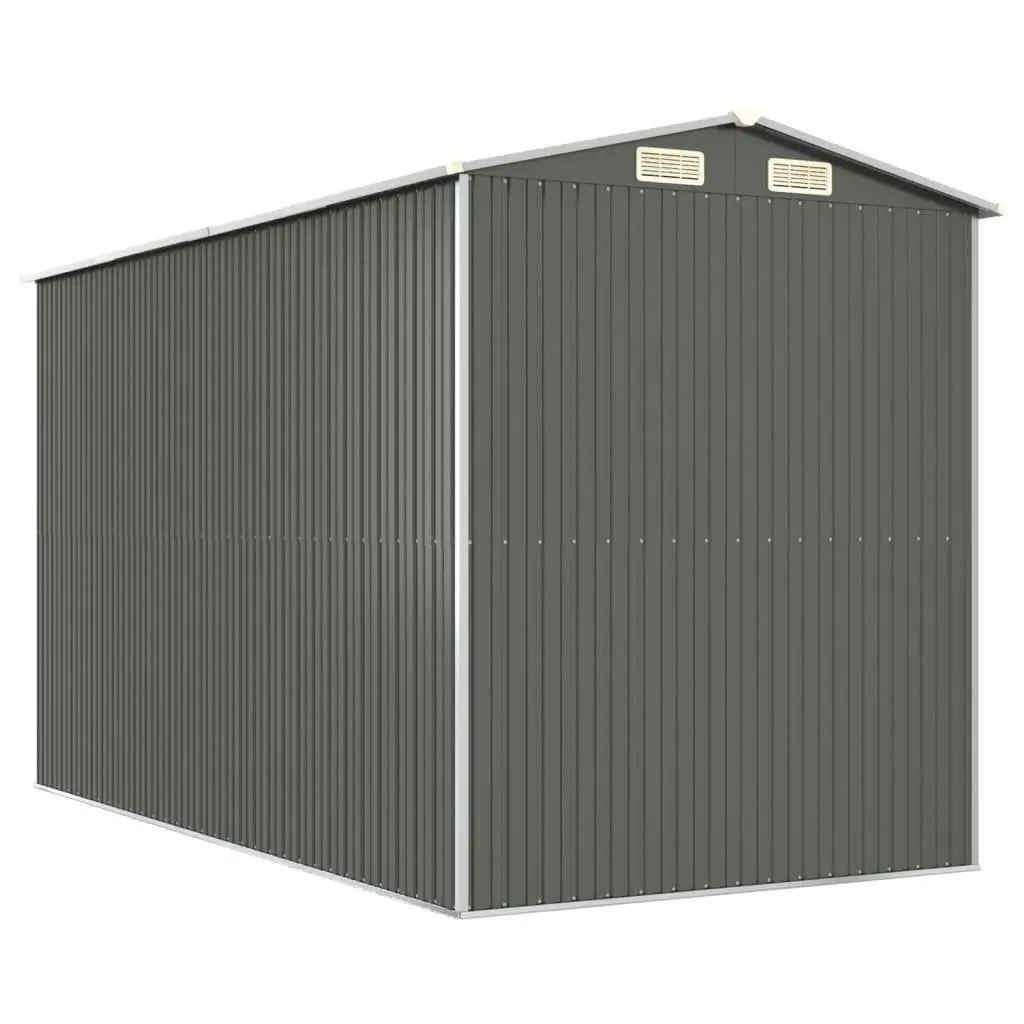 Garden Shed Outdoor Storage Tool House 192x357x223cm Grey Galvanised Steel