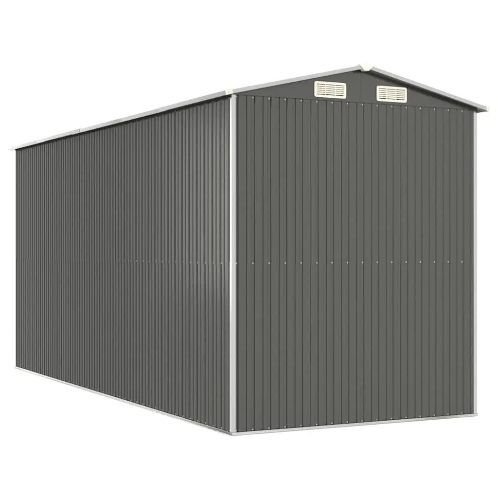 Galvanised Steel Garden Storage Shed Outdoor Tool House Grey 192x440x223cm