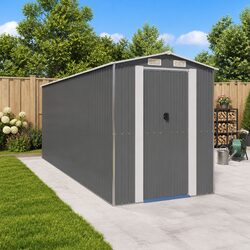 Reliable Grey Garden Shed Made of Galvanised Steel 192x523x223 cm