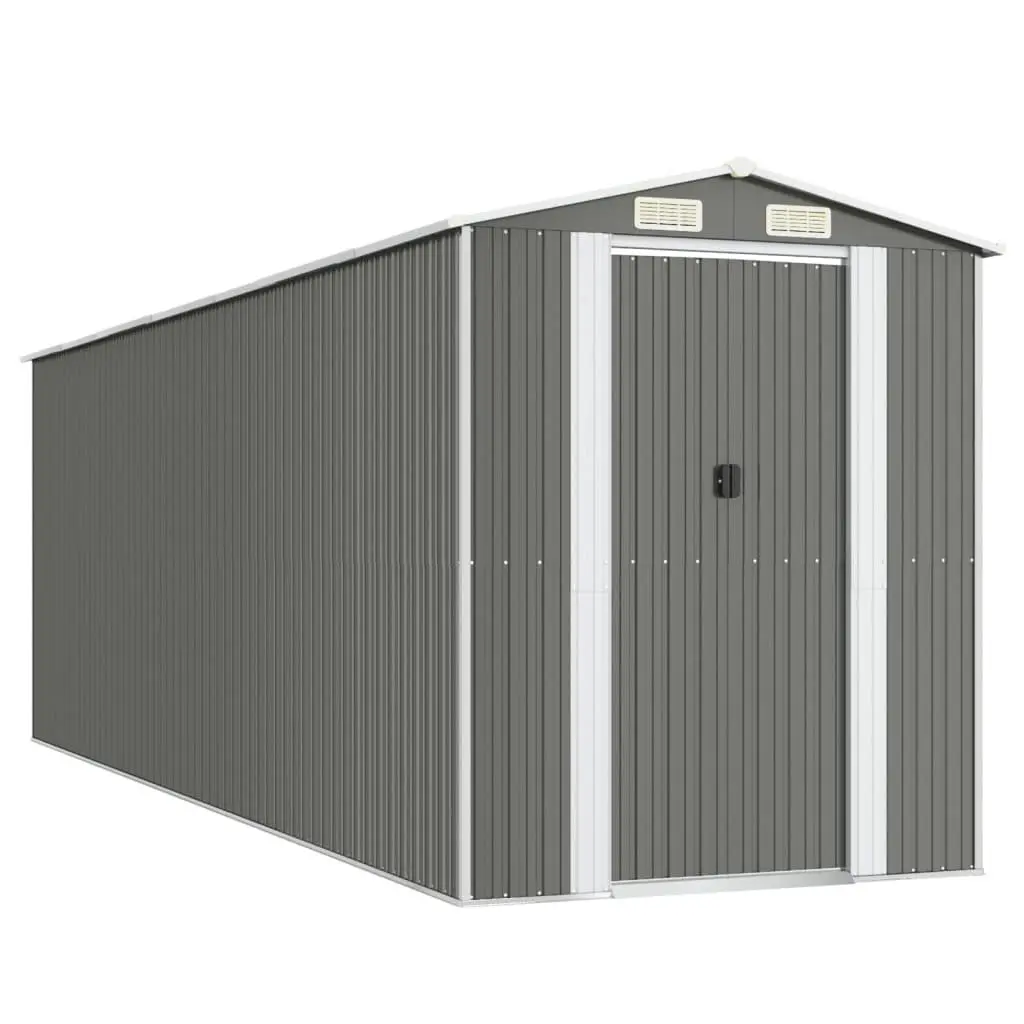 Garden Shed Outdoor Storage 192x606x223cm Grey Galvanised Steel