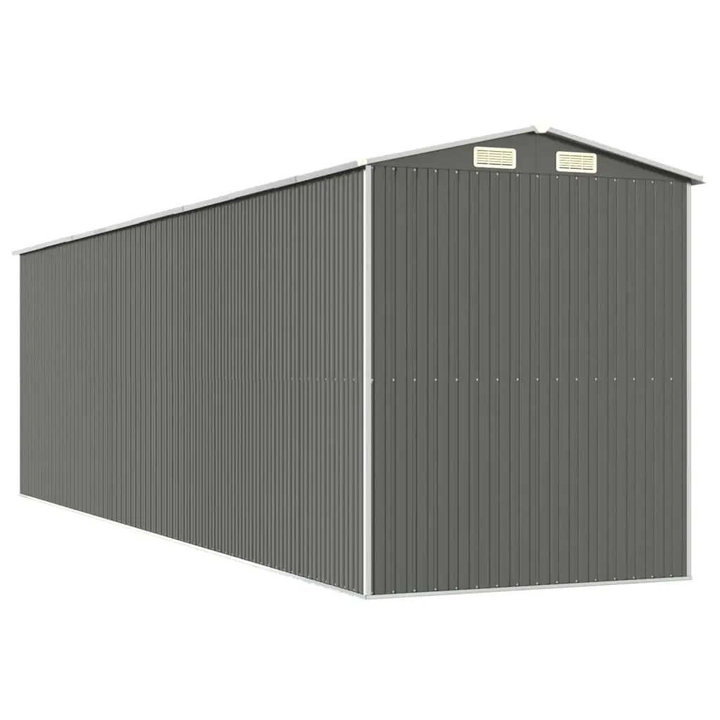 Garden Shed Outdoor Storage Tool House Galvanised Steel Spacious Light Grey 192x689x223 cm