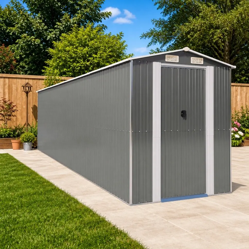Light Grey Galvanised Steel Garden Shed