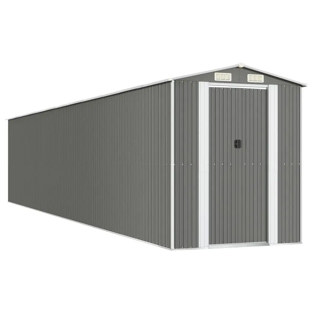 Garden Shed Outdoor Storage Light Grey Galvanised Steel 192 x 102 x 223 cm