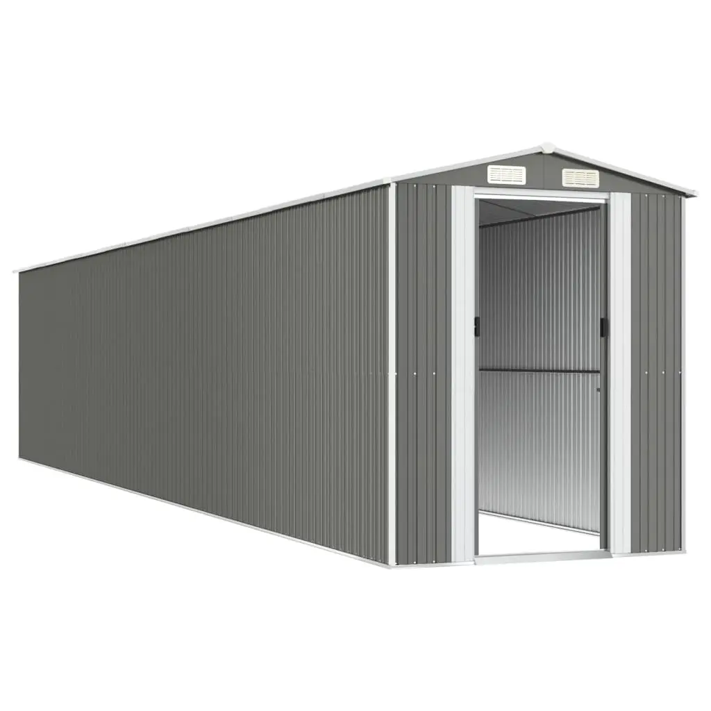 Garden Shed Outdoor Storage Light Grey Galvanised Steel 192 x 102 x 223 cm