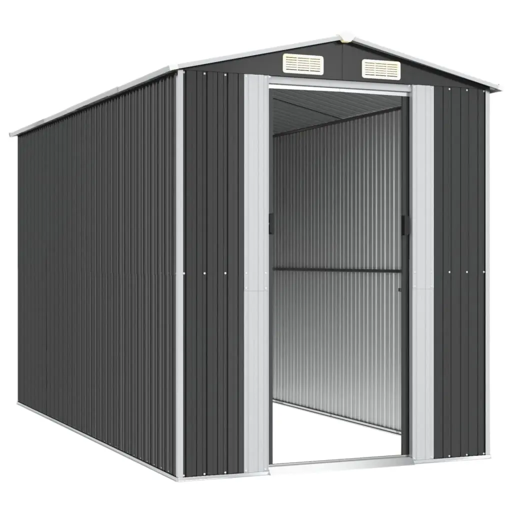 Garden Shed Outdoor Storage Tool Equipment 192x357x223cm Anthracite Galvanised Steel
