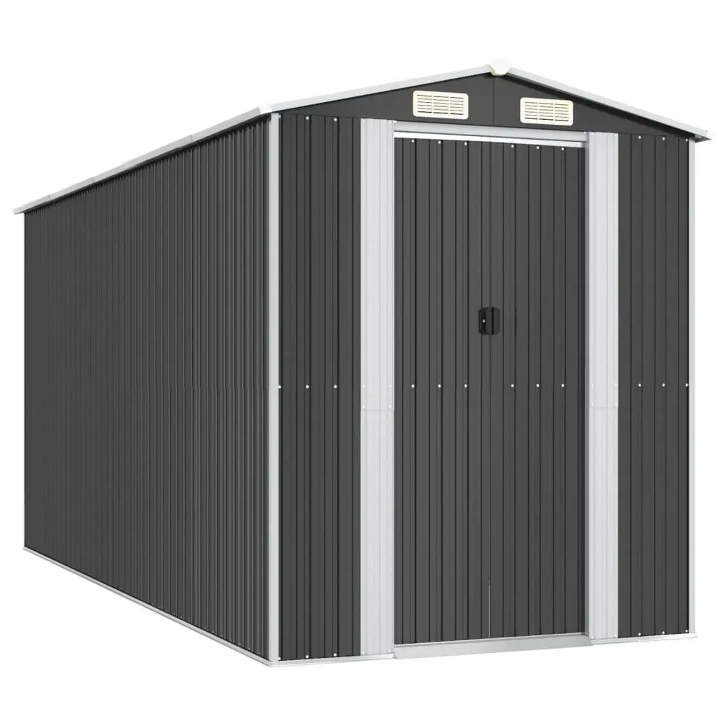 Garden Shed Outdoor Storage Tool House 192x440x223 cm Anthracite Galvanised Steel