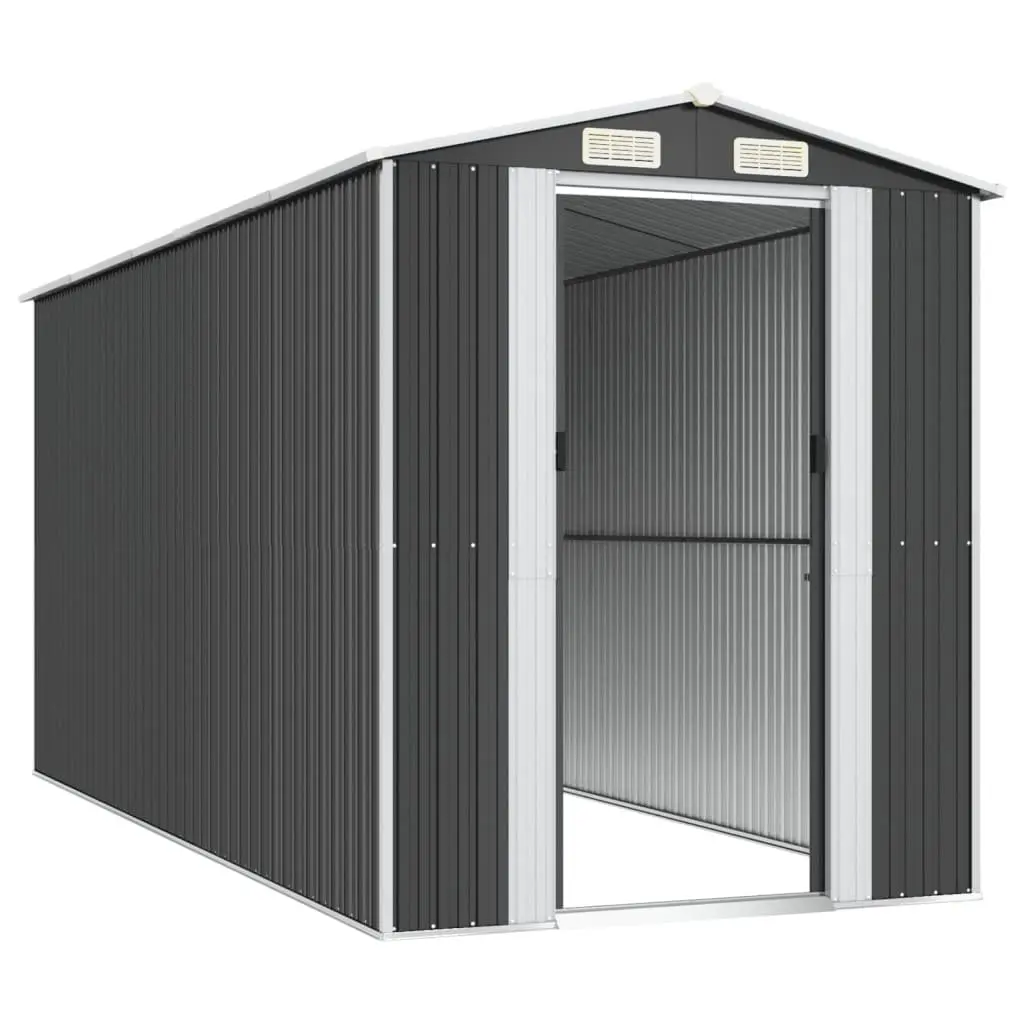 Garden Shed Outdoor Storage Tool House 192x440x223 cm Anthracite Galvanised Steel
