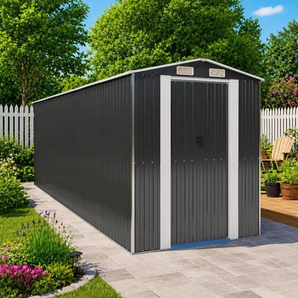 Garden Shed Outdoor Storage Tool House Galvanised Steel 192x606x223cm Anthracite