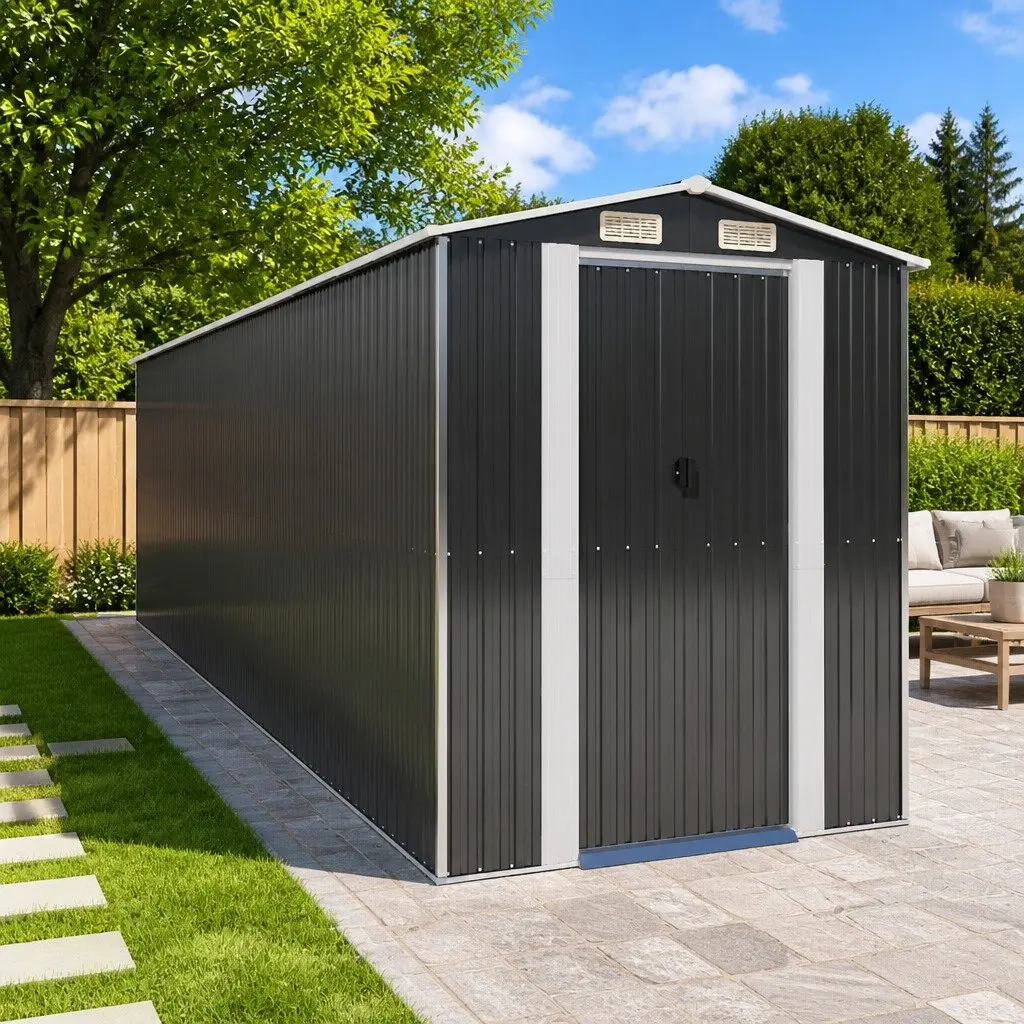 Garden Shed Outdoor Storage 192 x 689 x 223 cm Anthracite Galvanised Steel