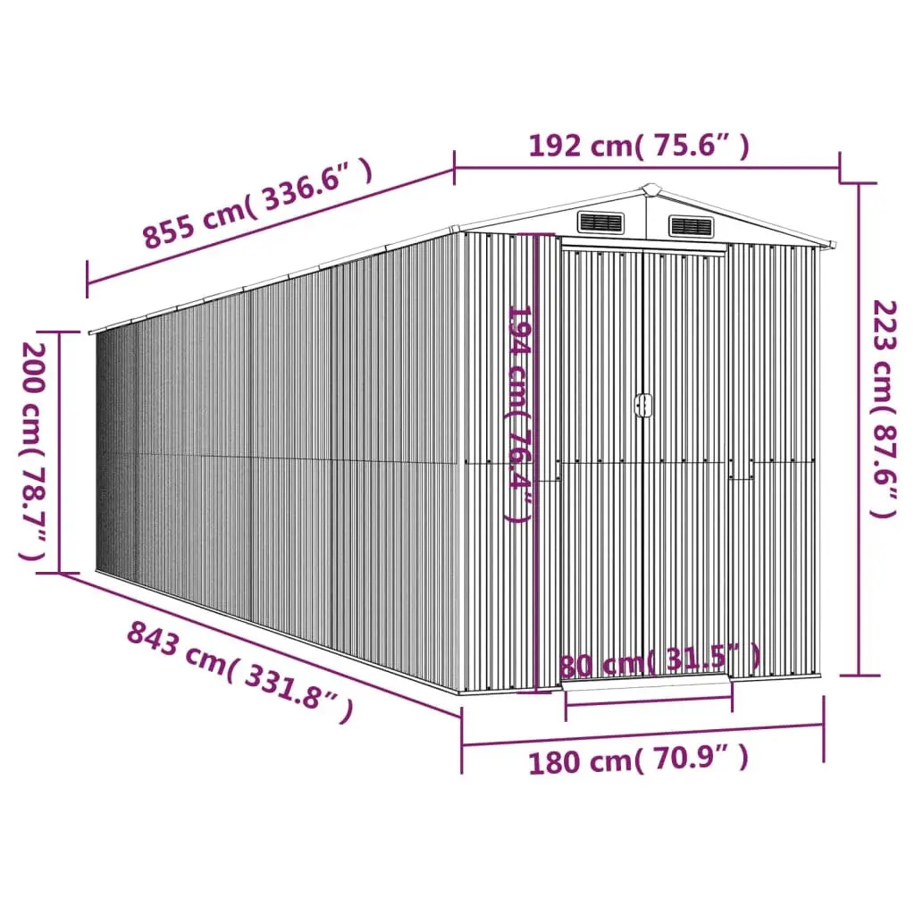 Garden Shed Anthracite Outdoor Storage Tool House Galvanised Steel Spacious