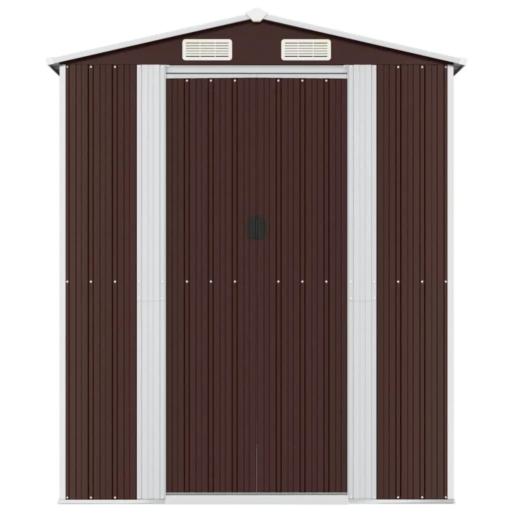 Garden Shed Outdoor Storage Dark Brown 192x191x223 cm Galvanised Steel