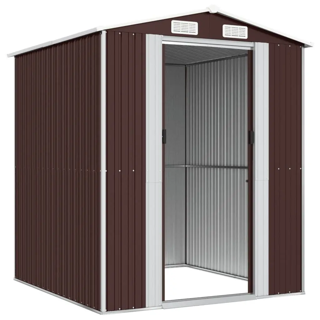 Garden Shed Outdoor Storage Dark Brown 192x191x223 cm Galvanised Steel