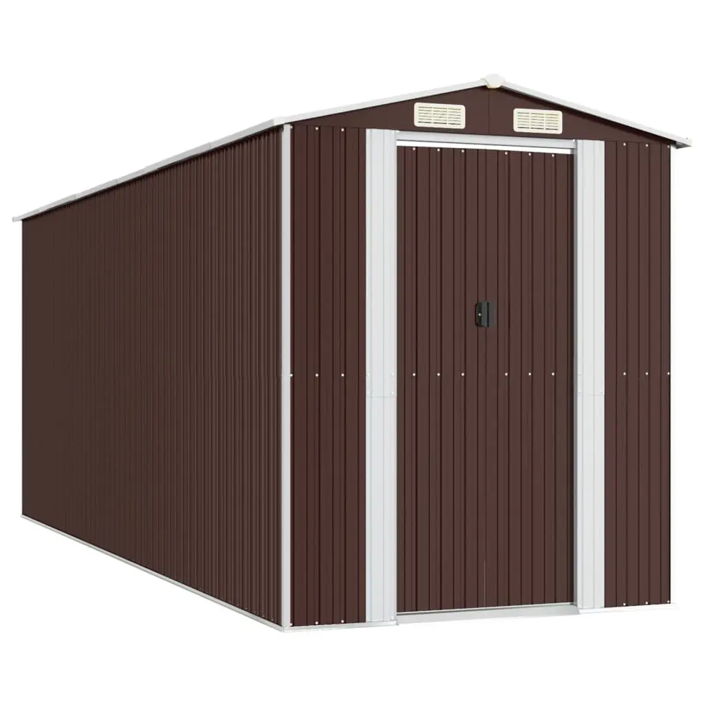 Garden Shed Outdoor Storage Tool House 192 x 523 x 223 cm Dark Brown Galvanised Steel