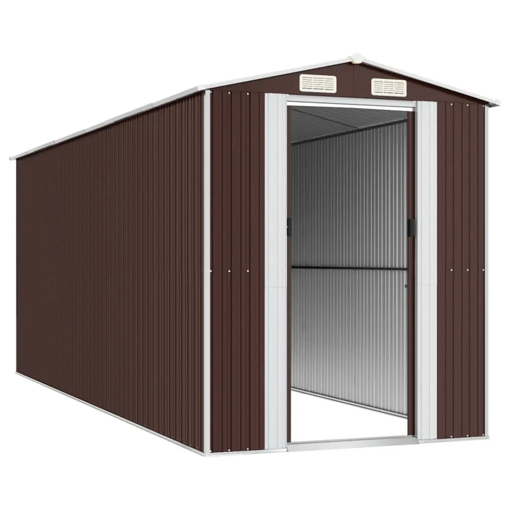 Garden Shed Outdoor Storage Tool House 192 x 523 x 223 cm Dark Brown Galvanised Steel
